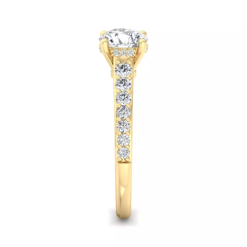 18K Yellow Gold Abigail Pave Engagement Ring With Hidden Halo