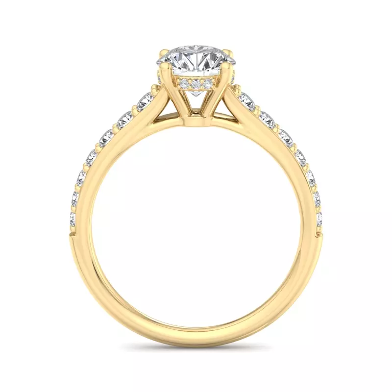 18K Yellow Gold Abigail Pave Engagement Ring With Hidden Halo