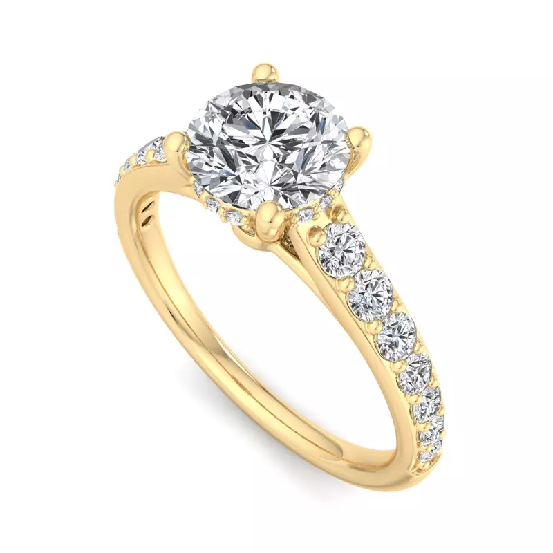 18K Yellow Gold Abigail Pave Engagement Ring With Hidden Halo