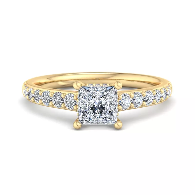 18K Yellow Gold Abigail Pave Engagement Ring With Hidden Halo