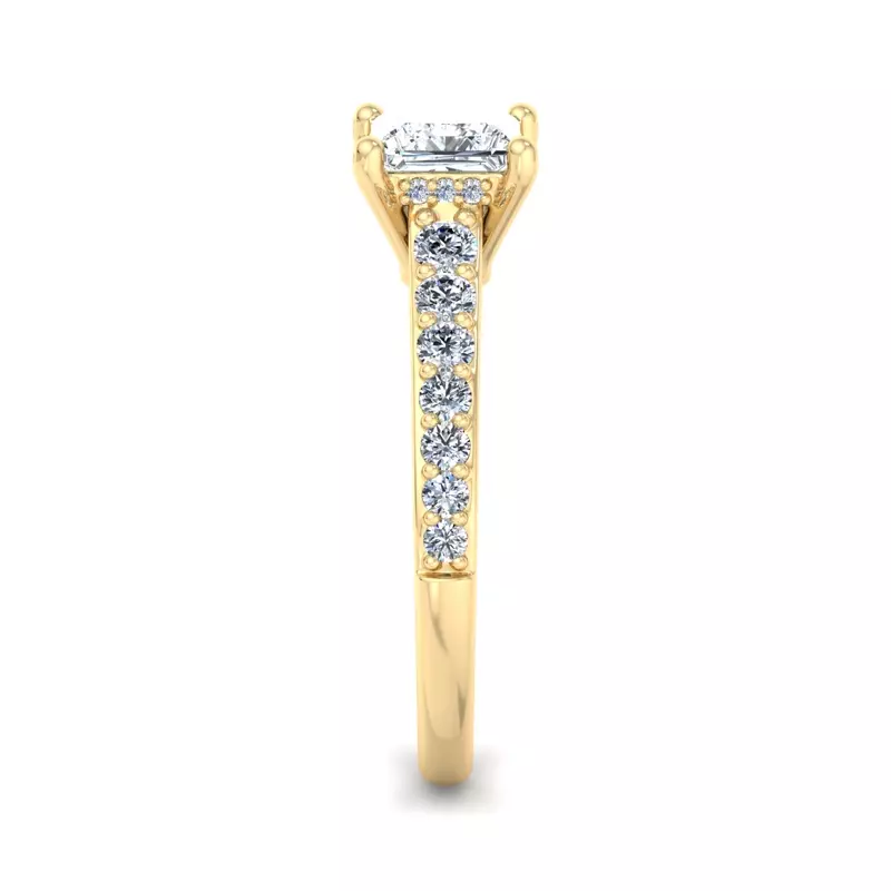 18K Yellow Gold Abigail Pave Engagement Ring With Hidden Halo
