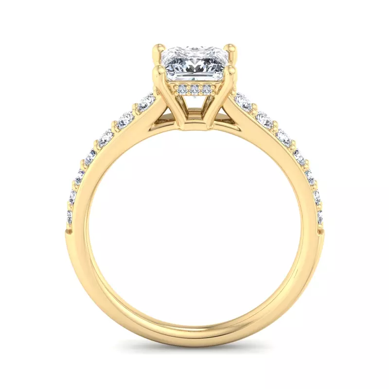 18K Yellow Gold Abigail Pave Engagement Ring With Hidden Halo