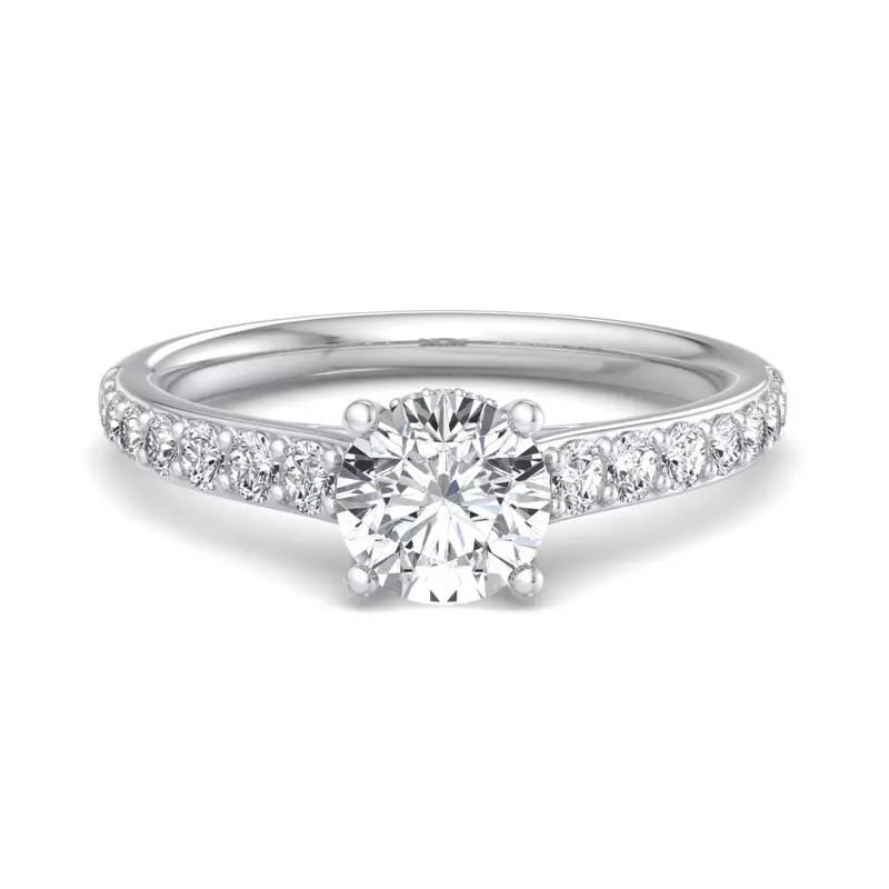 Platinum Abigail Pave Engagement Ring With Hidden Halo