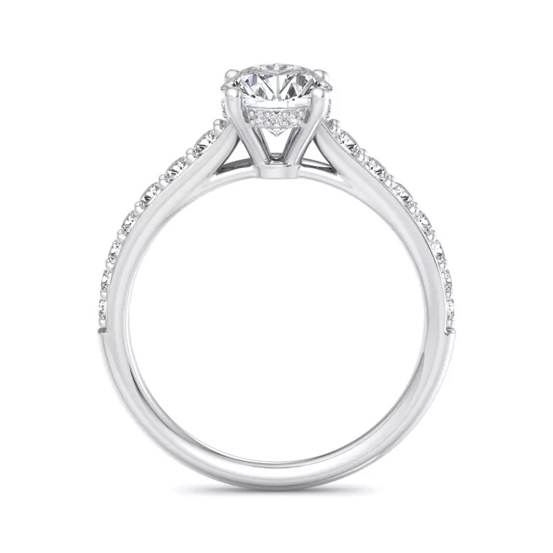 Platinum Abigail Pave Engagement Ring With Hidden Halo