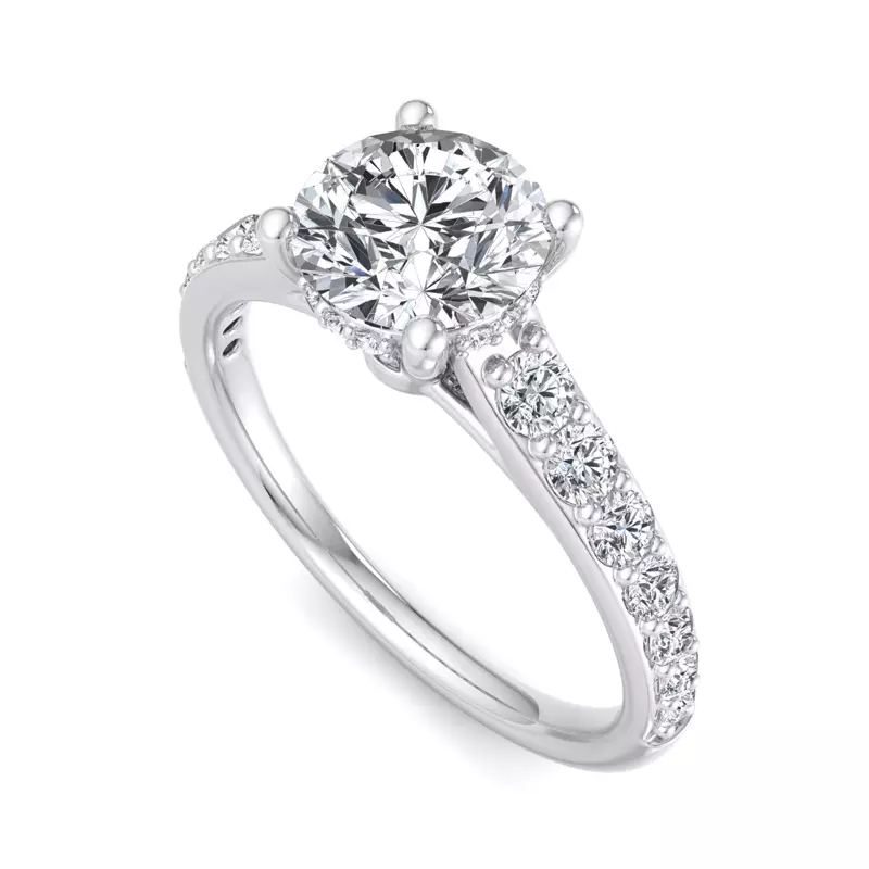 Platinum Abigail Pave Engagement Ring With Hidden Halo