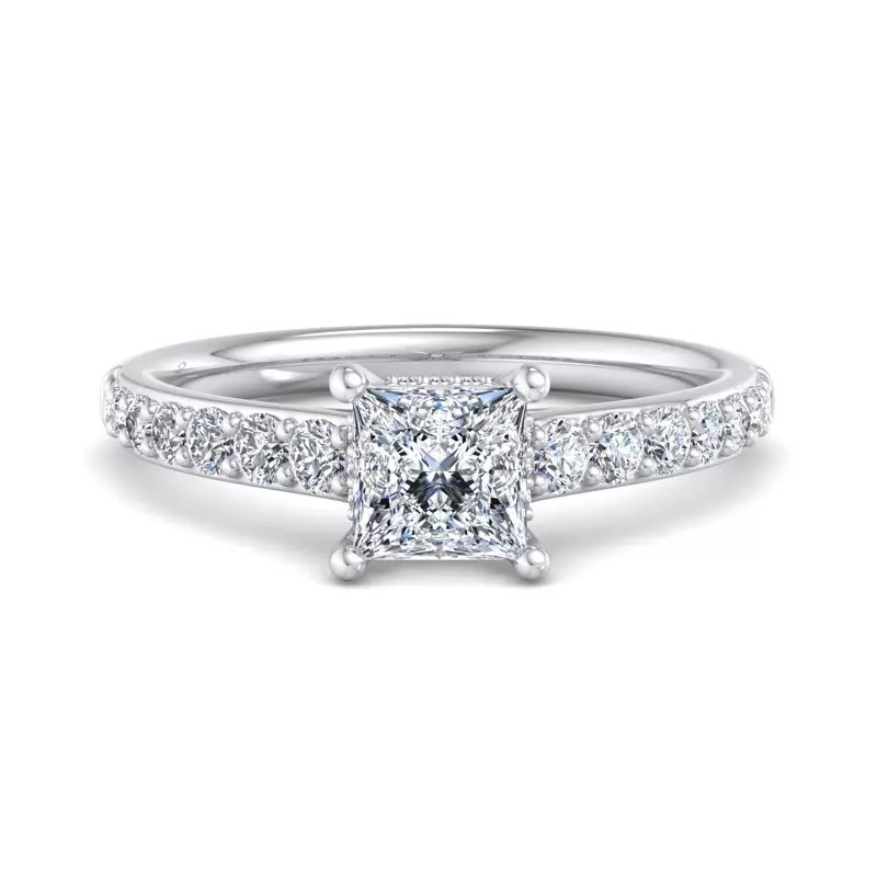 Platinum Abigail Pave Engagement Ring With Hidden Halo