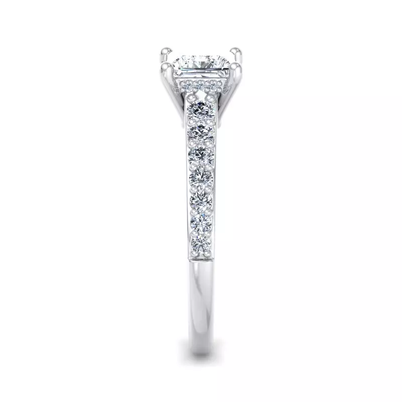 Platinum Abigail Pave Engagement Ring With Hidden Halo