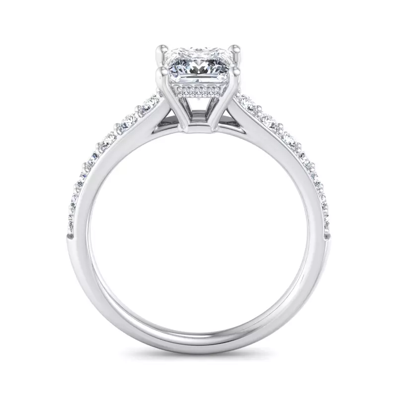 Platinum Abigail Pave Engagement Ring With Hidden Halo
