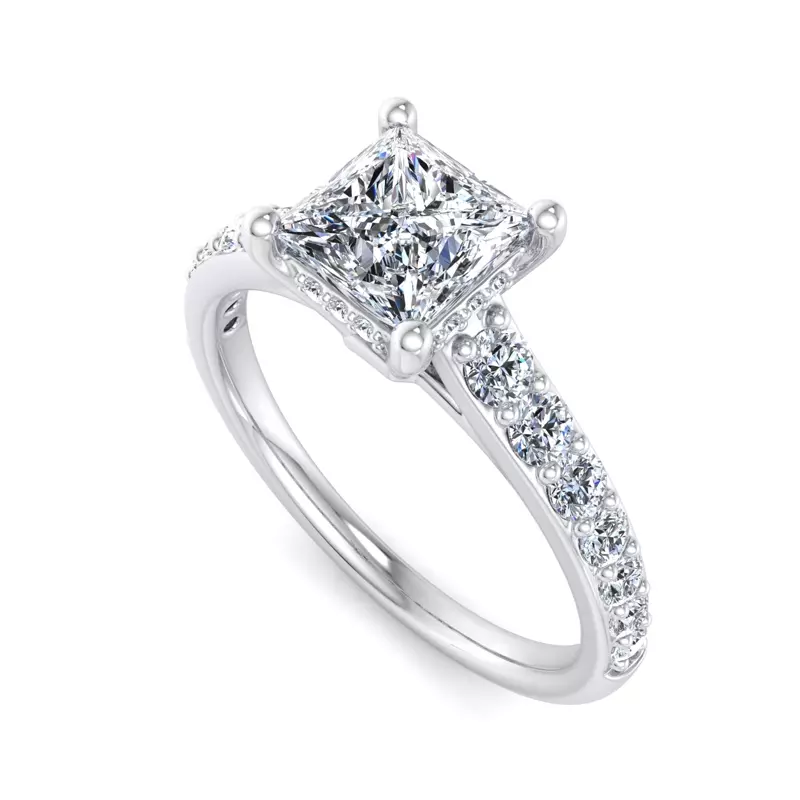 Platinum Abigail Pave Engagement Ring With Hidden Halo