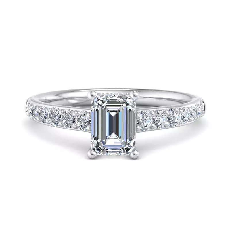 Platinum Abigail Pave Engagement Ring With Hidden Halo