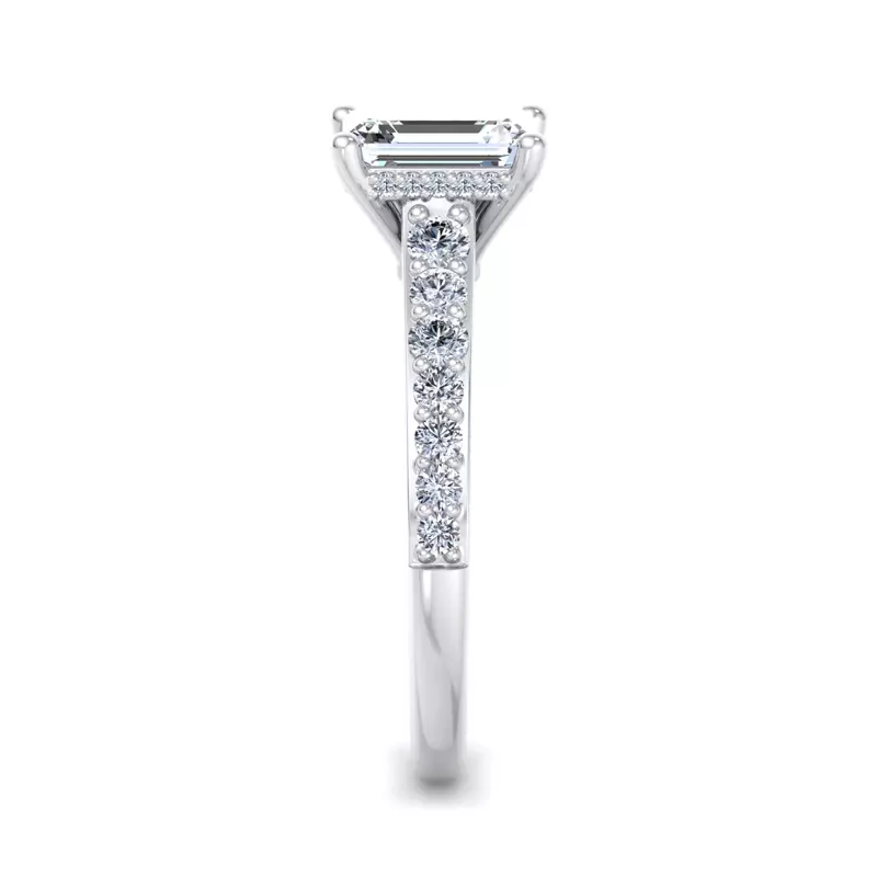Platinum Abigail Pave Engagement Ring With Hidden Halo