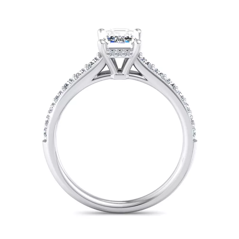 Platinum Abigail Pave Engagement Ring With Hidden Halo