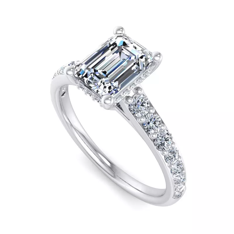 Platinum Abigail Pave Engagement Ring With Hidden Halo