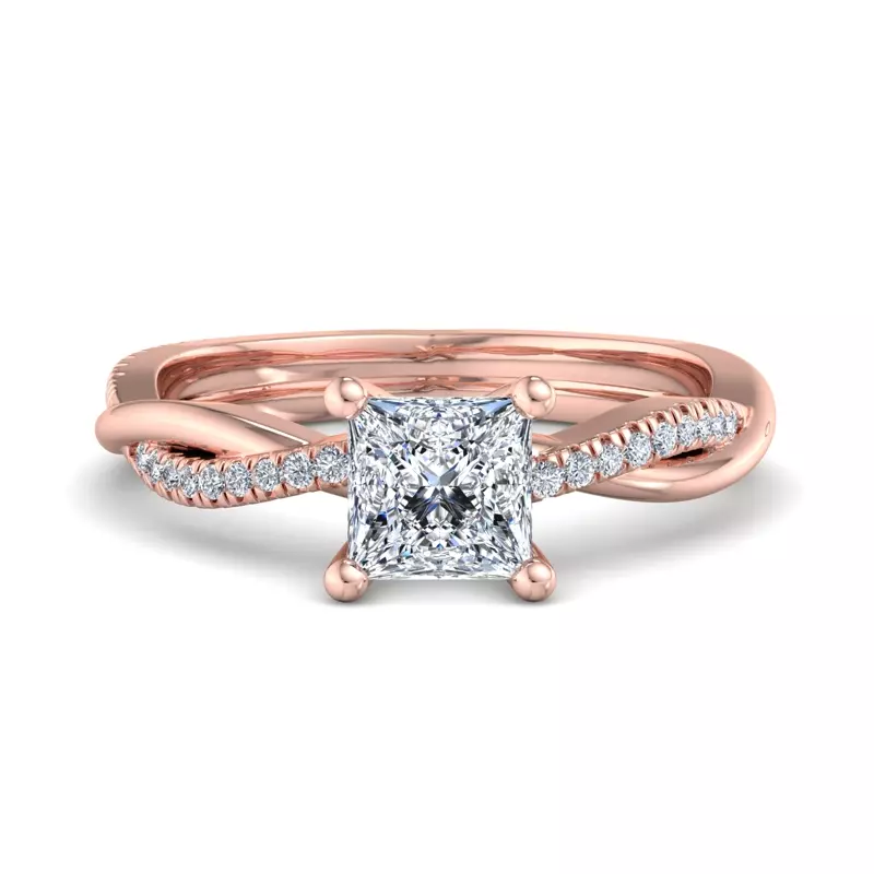 14K Rose Gold Emily Diamond Twisted Pave Engagement Ring