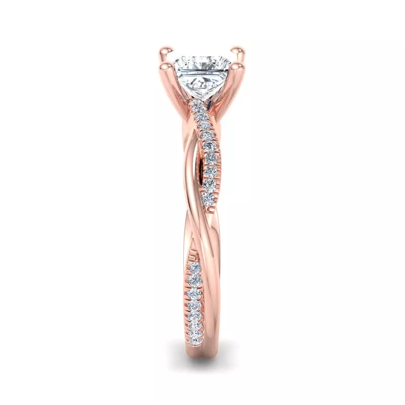 14K Rose Gold Emily Diamond Twisted Pave Engagement Ring