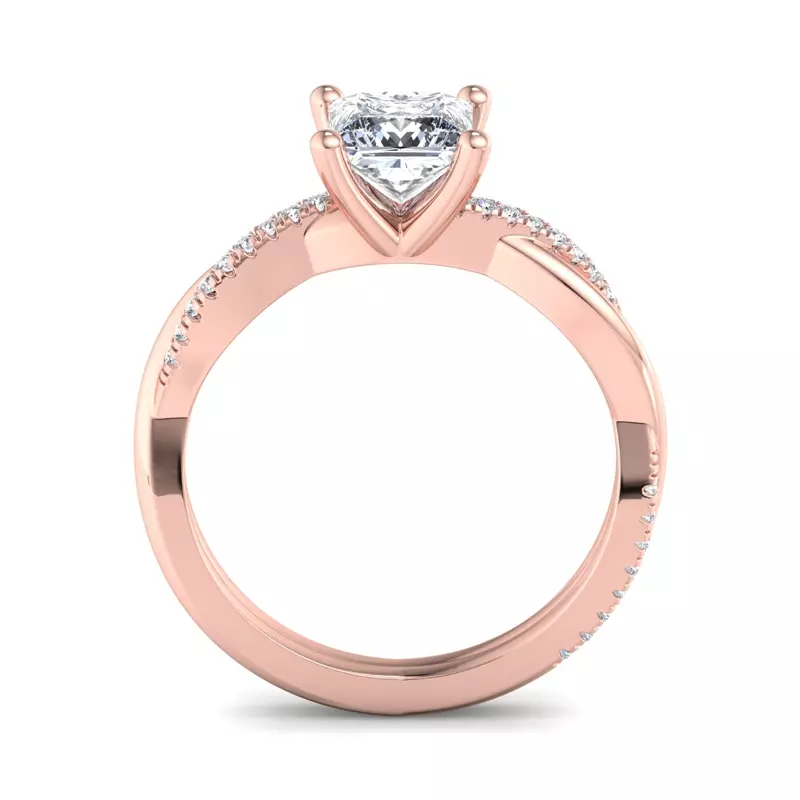 14K Rose Gold Emily Diamond Twisted Pave Engagement Ring