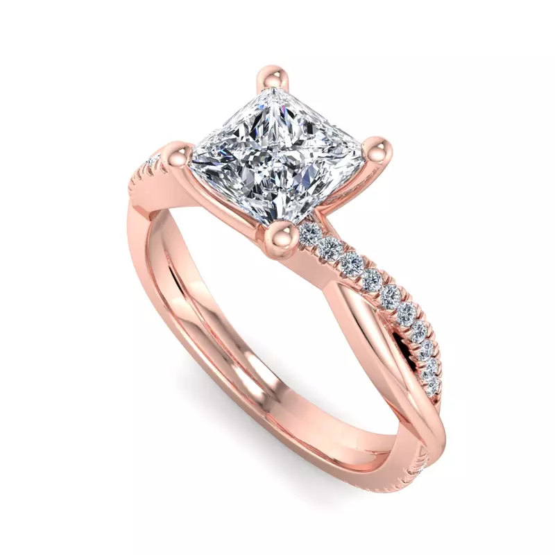 14K Rose Gold Emily Diamond Twisted Pave Engagement Ring