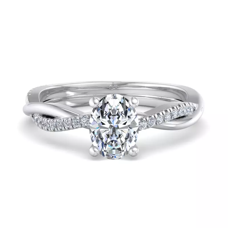 14K White Gold Emily Diamond Twisted Pave Engagement Ring