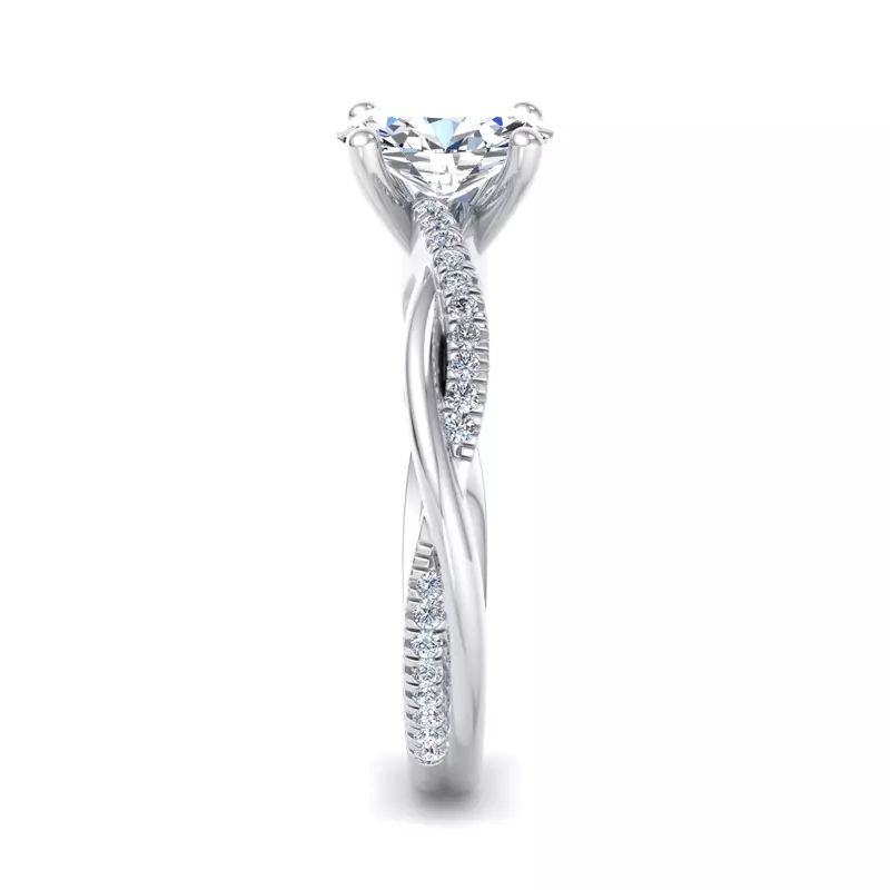 14K White Gold Emily Diamond Twisted Pave Engagement Ring