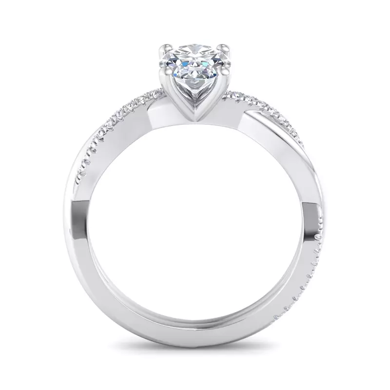 14K White Gold Emily Diamond Twisted Pave Engagement Ring