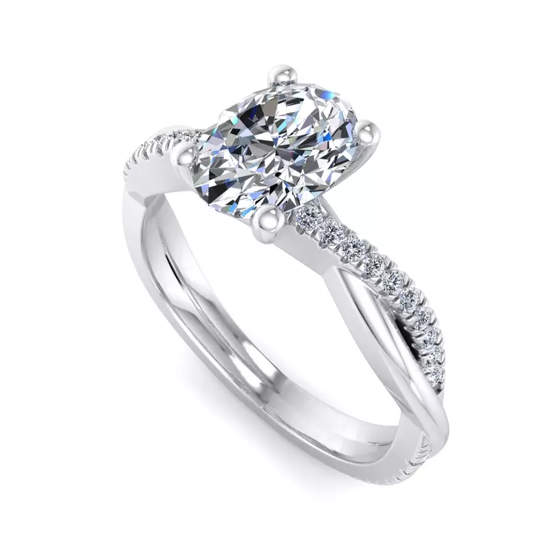14K White Gold Emily Diamond Twisted Pave Engagement Ring