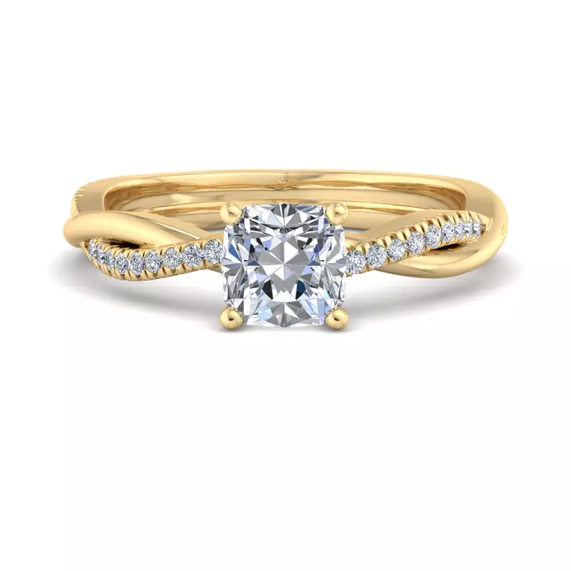 14K Yellow Gold Emily Diamond Twisted Pave Engagement Ring