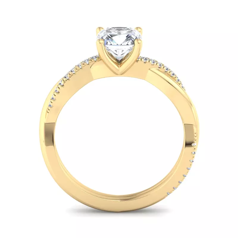 14K Yellow Gold Emily Diamond Twisted Pave Engagement Ring