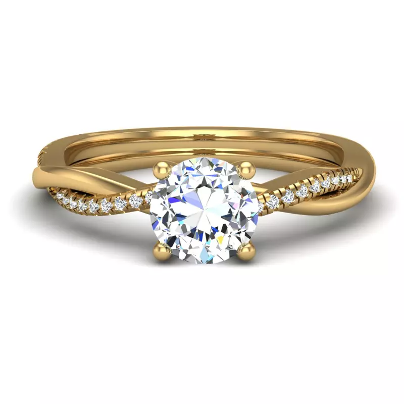 14K Yellow Gold Emily Diamond Twisted Pave Engagement Ring