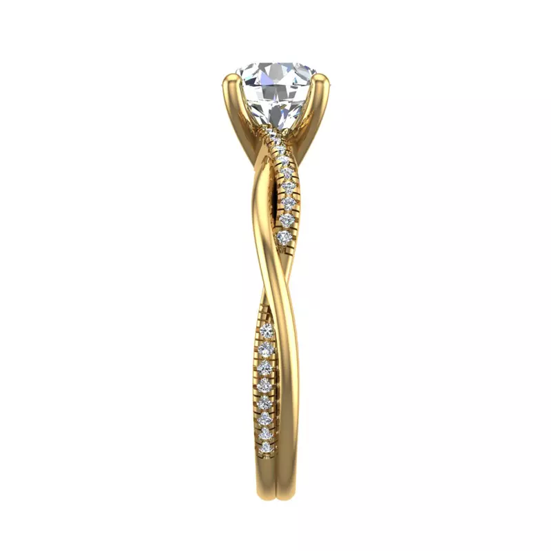 14K Yellow Gold Emily Diamond Twisted Pave Engagement Ring