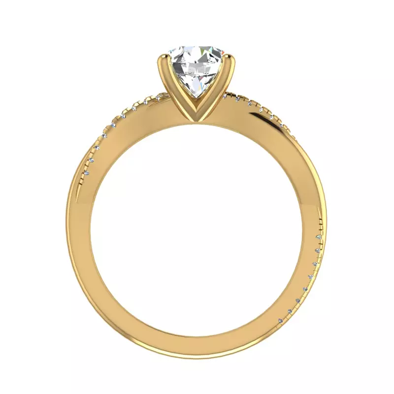 14K Yellow Gold Emily Diamond Twisted Pave Engagement Ring