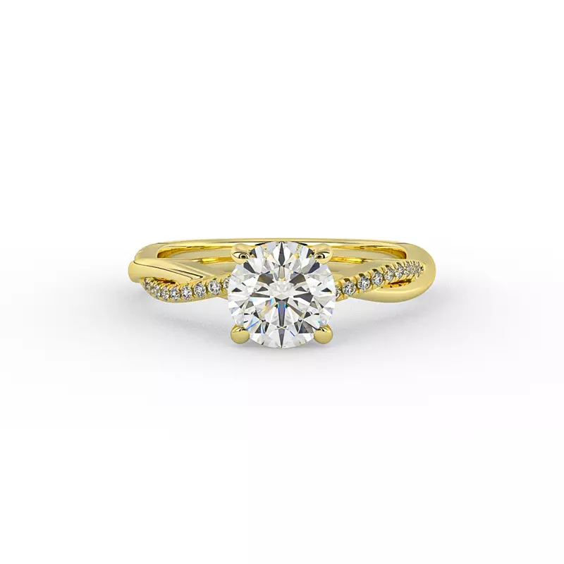 14K Yellow Gold Emily Diamond Twisted Pave Engagement Ring