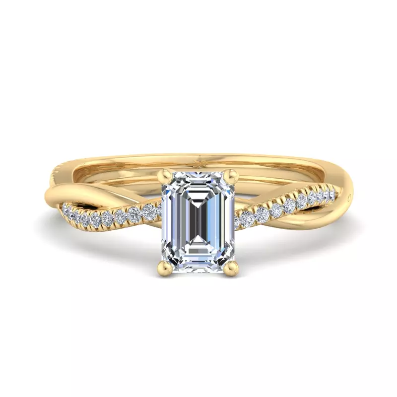 14K Yellow Gold Emily Diamond Twisted Pave Engagement Ring