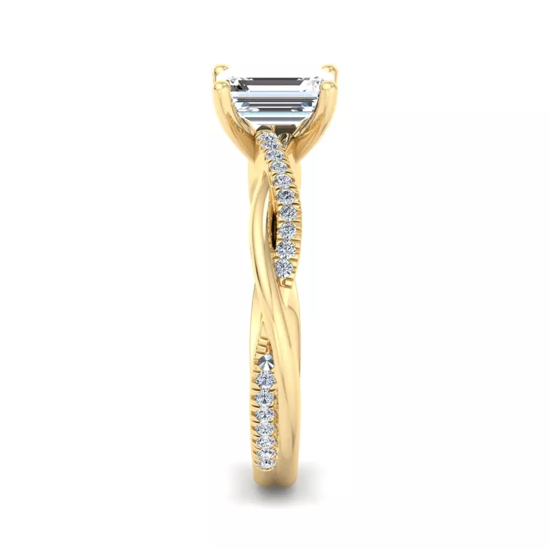 14K Yellow Gold Emily Diamond Twisted Pave Engagement Ring