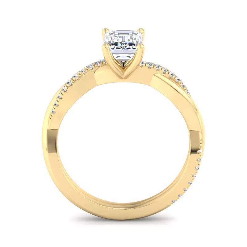 14K Yellow Gold Emily Diamond Twisted Pave Engagement Ring