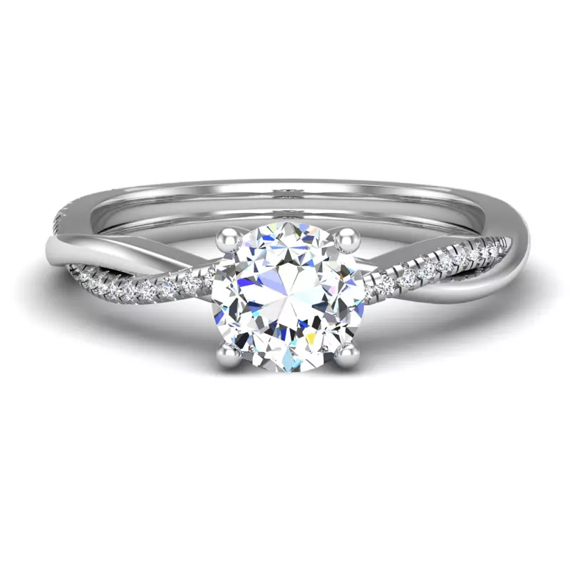 18K White Gold Emily Diamond Twisted Pave Engagement Ring