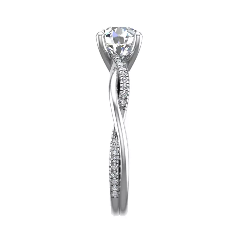 18K White Gold Emily Diamond Twisted Pave Engagement Ring