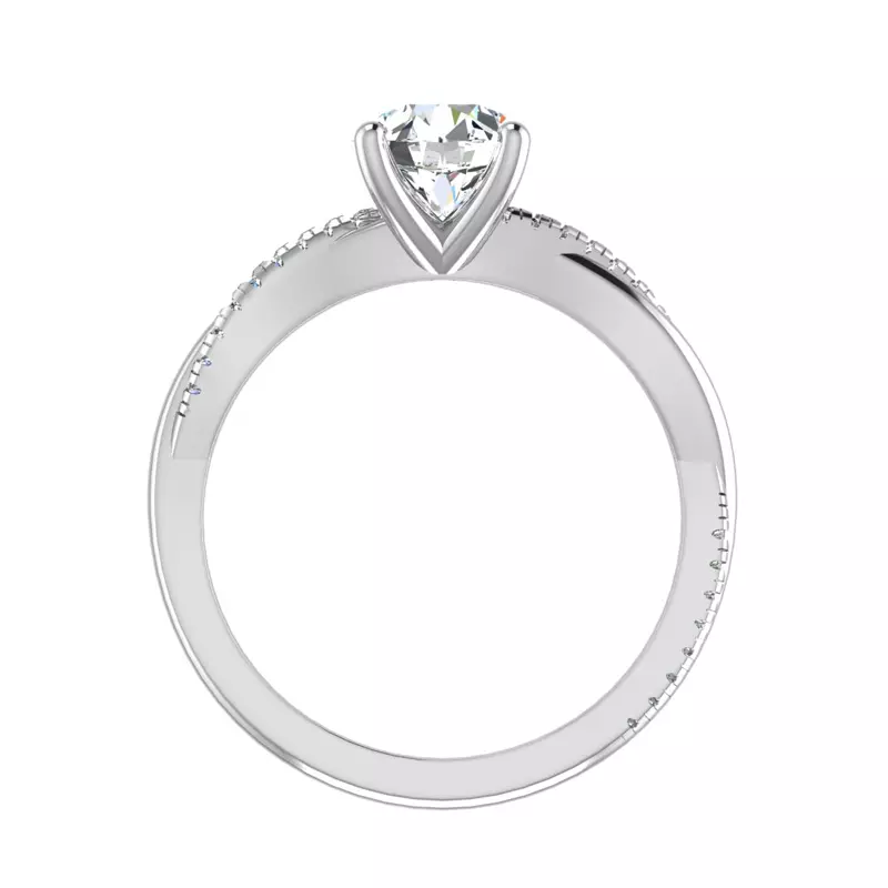 18K White Gold Emily Diamond Twisted Pave Engagement Ring