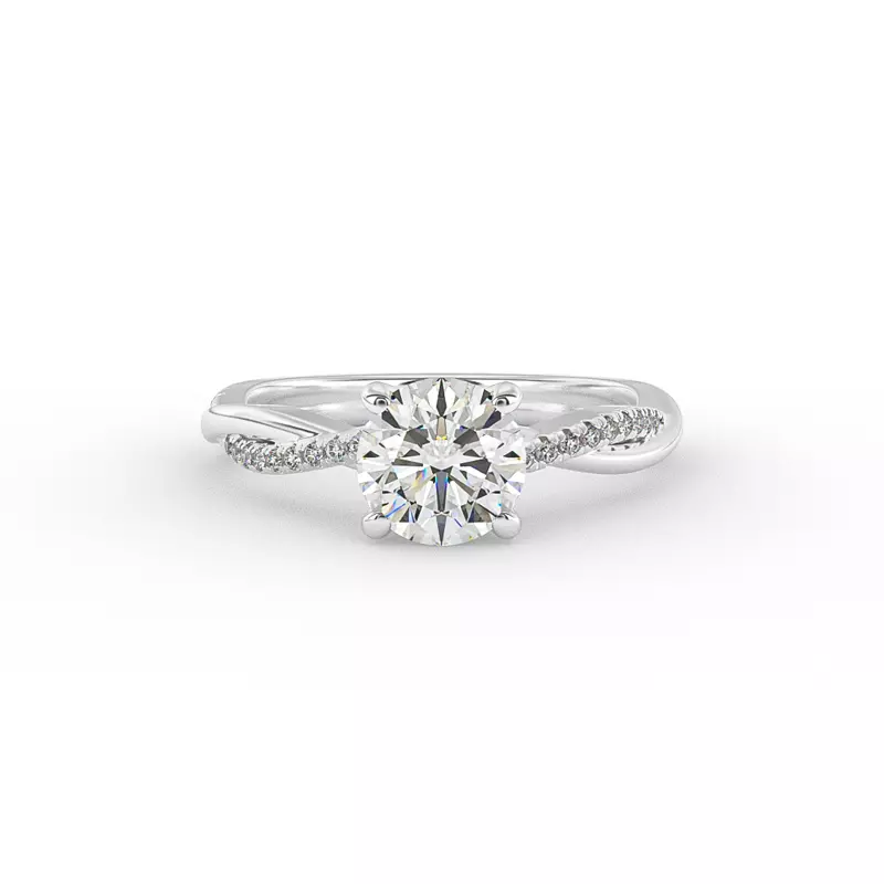 18K White Gold Emily Diamond Twisted Pave Engagement Ring