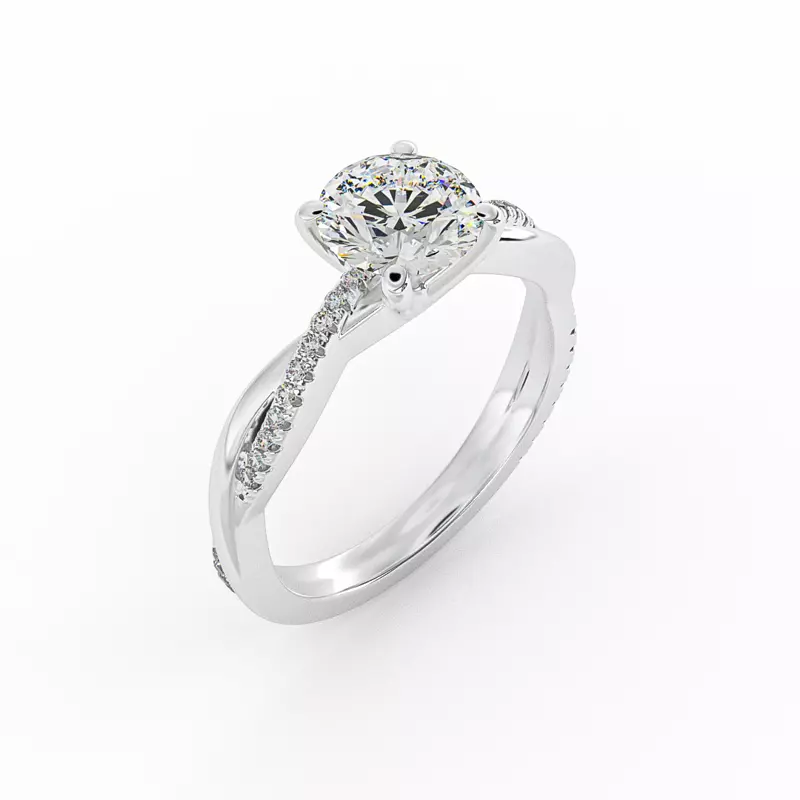 18K White Gold Emily Diamond Twisted Pave Engagement Ring