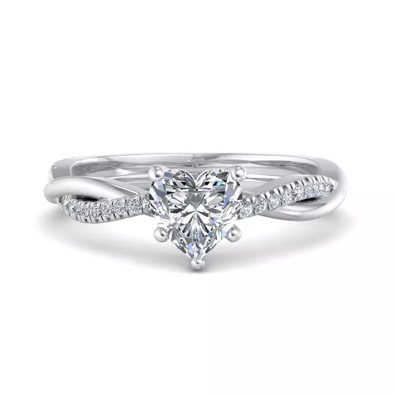 18K White Gold Emily Diamond Twisted Pave Engagement Ring