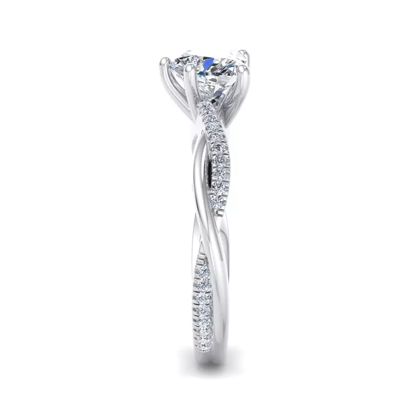 18K White Gold Emily Diamond Twisted Pave Engagement Ring