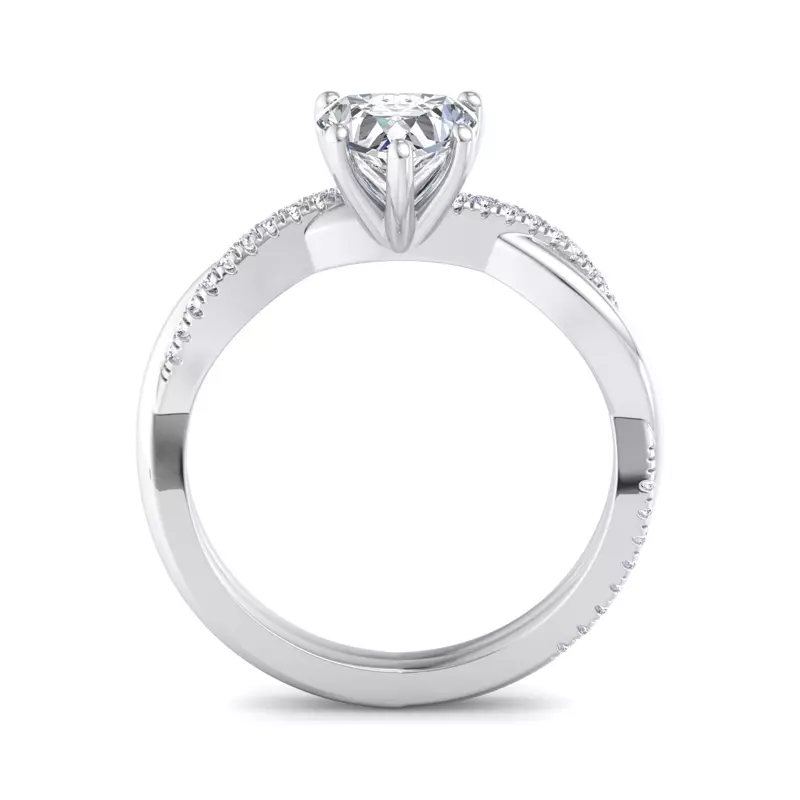 18K White Gold Emily Diamond Twisted Pave Engagement Ring