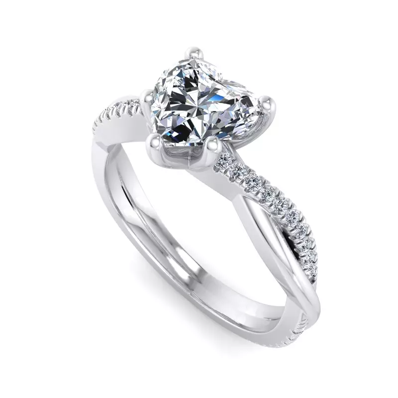 18K White Gold Emily Diamond Twisted Pave Engagement Ring