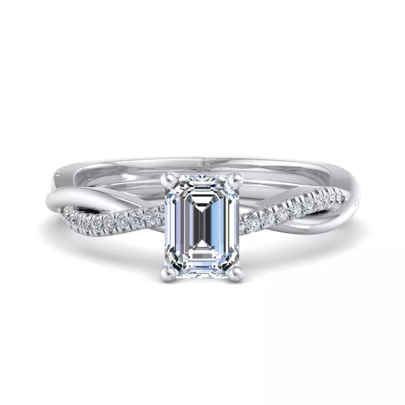 Platinum Emily Diamond Twisted Pave Engagement Ring