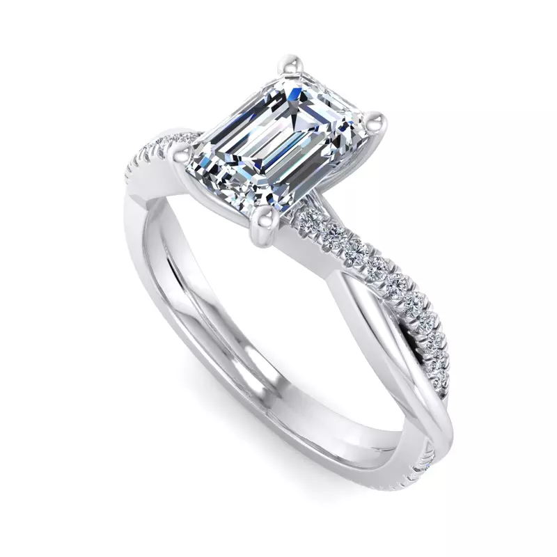 Platinum Emily Diamond Twisted Pave Engagement Ring
