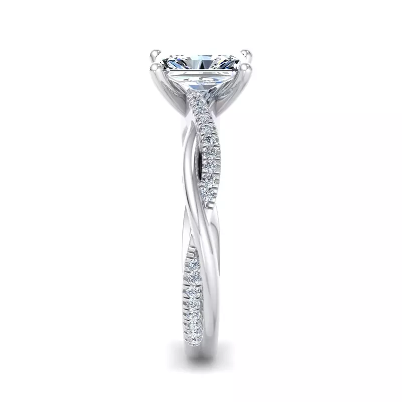 Platinum Emily Diamond Twisted Pave Engagement Ring