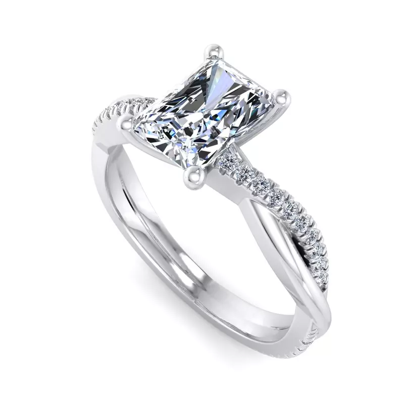Platinum Emily Diamond Twisted Pave Engagement Ring