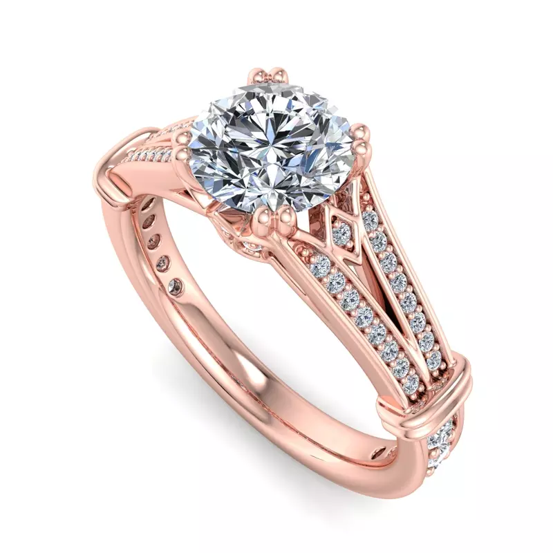14K Rose Gold Georgia Art Deco Engagement Ring