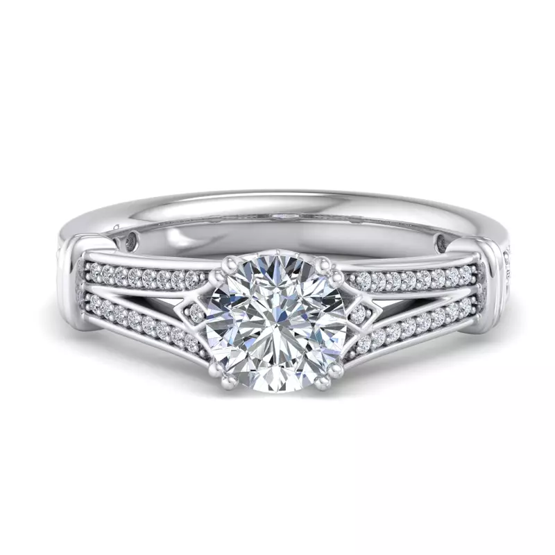 18K White Gold Georgia Art Deco Engagement Ring
