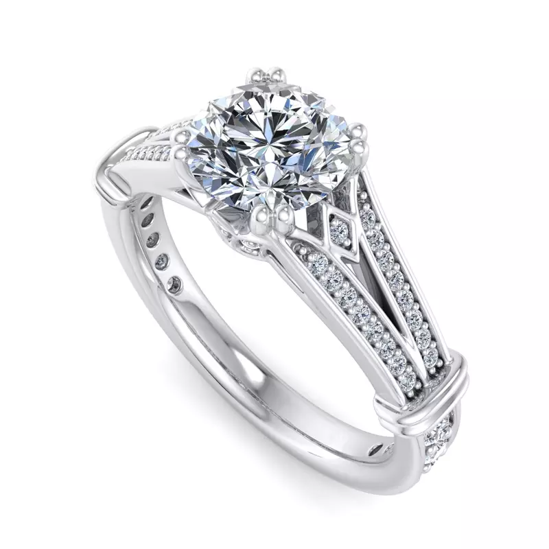 18K White Gold Georgia Art Deco Engagement Ring